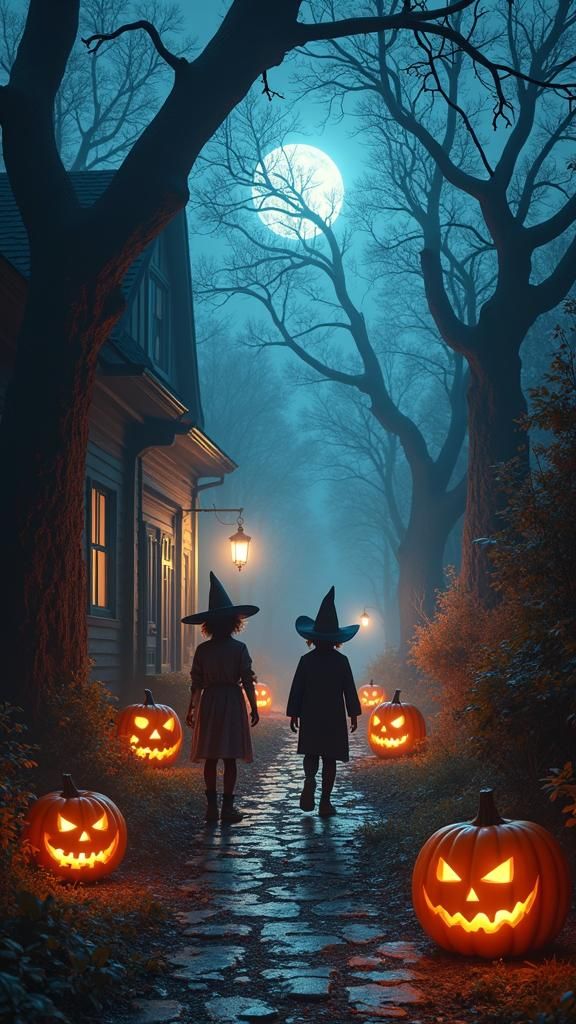 Halloween Night in a Spooky Forest