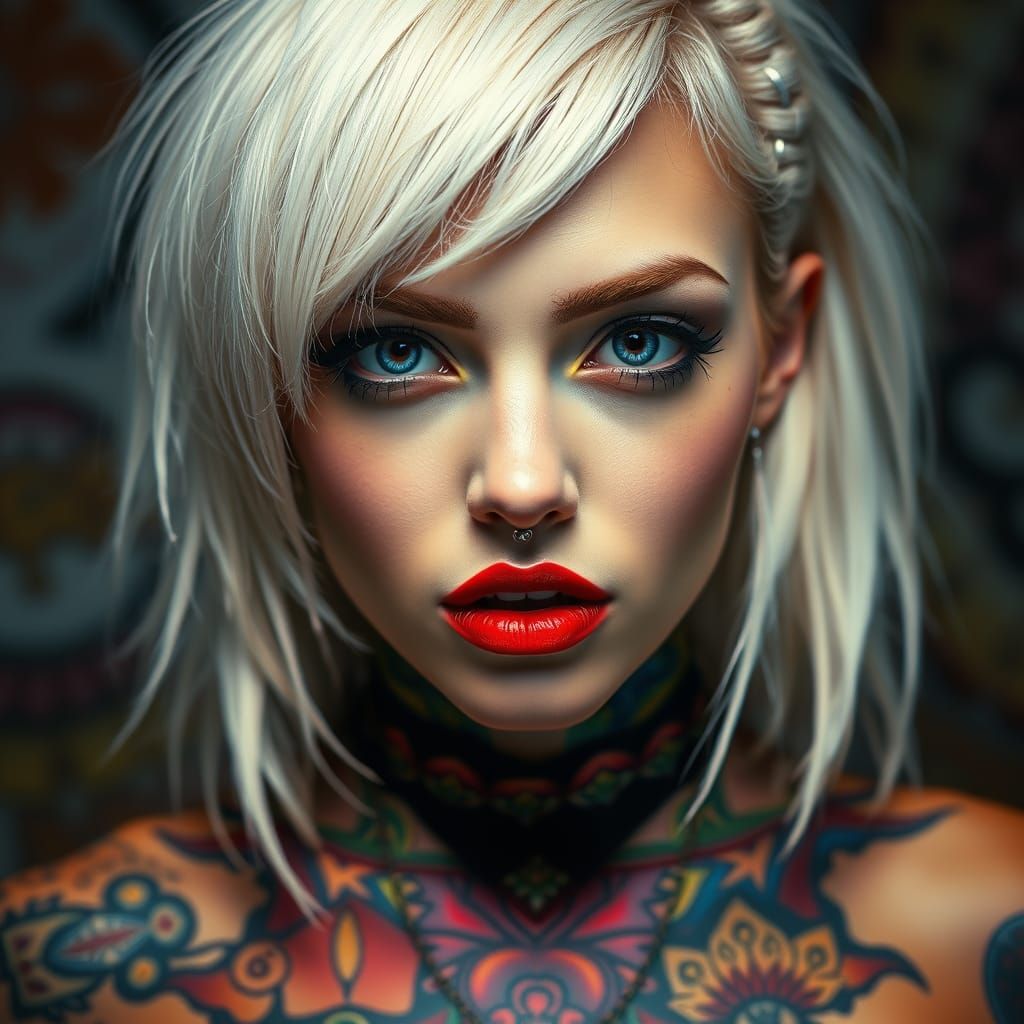 Cyberpunk Goddess in Bold, Edgy Portrait