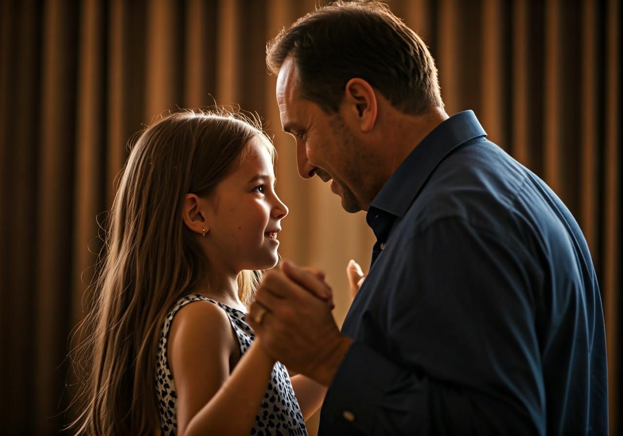 Heartwarming Father-Daughter Dance in Soft Natural Light