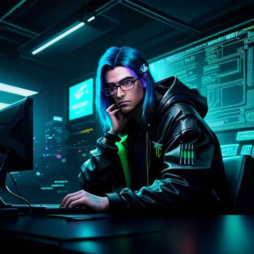 Hacker in Cyberpunk Style