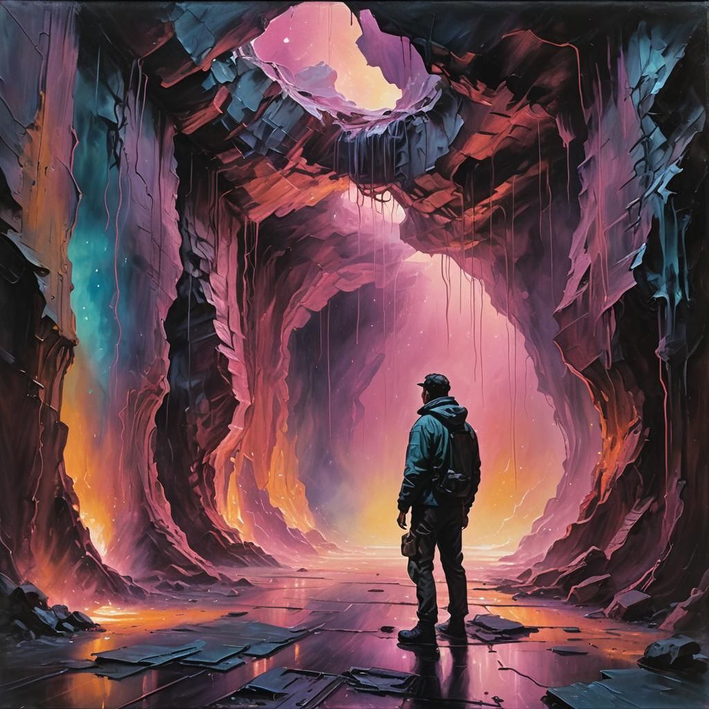 Eerie, bioluminescent glow emanating from the walls.