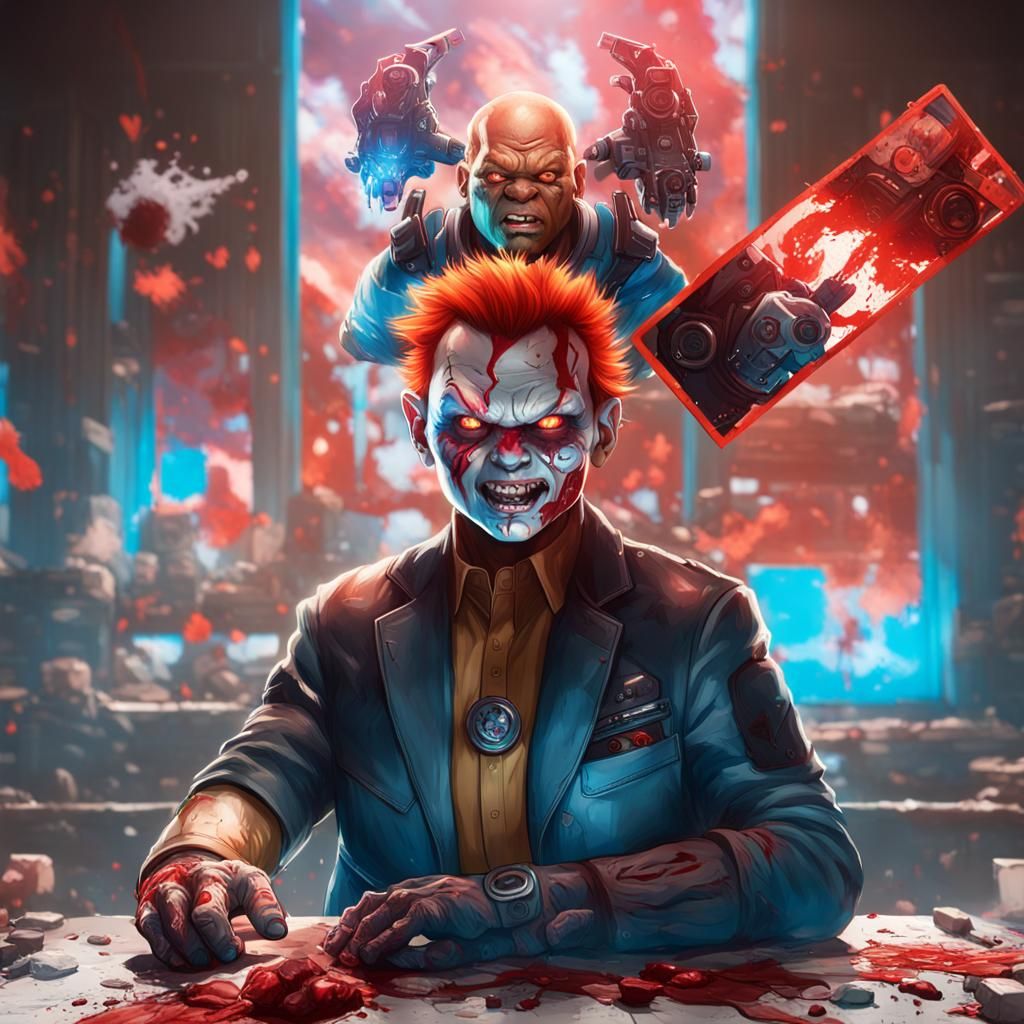 Hyperdetailed Cyborg Chucky on a Rampage