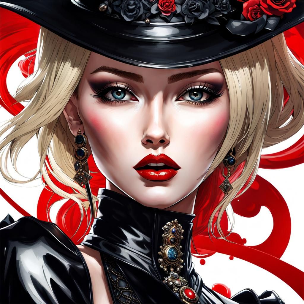 Beautiful Gothic Mistress Portrait in Splash Art Style