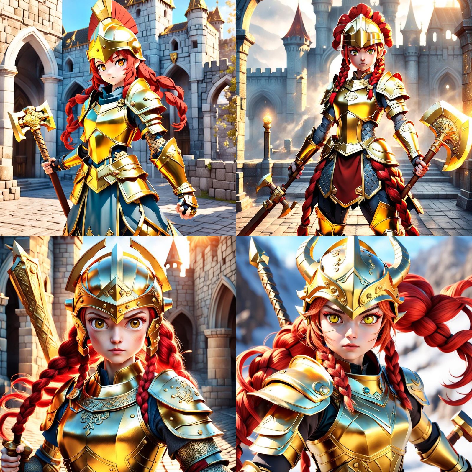 Paladin with Hammer in 3D Anime Style