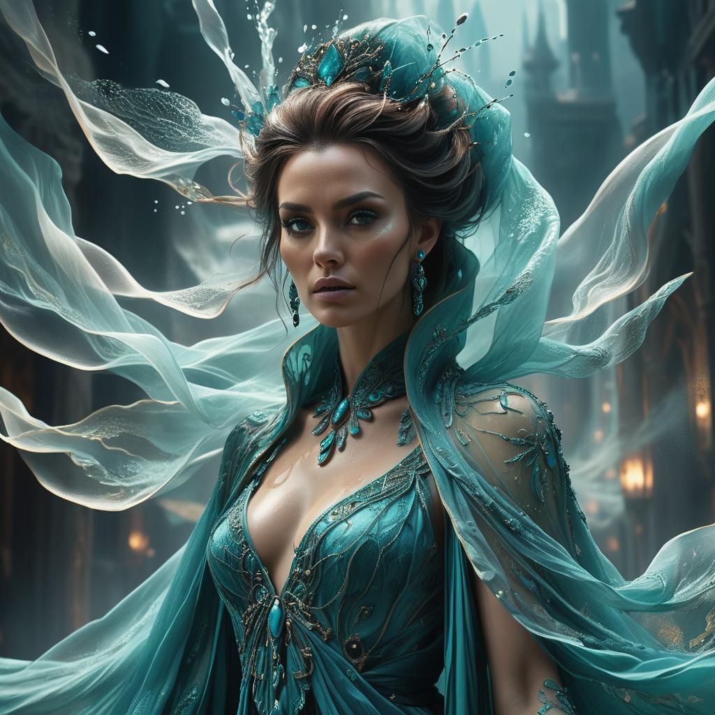 Fantasy Crossdresser in Moonlit Glade, Digital Watercolor