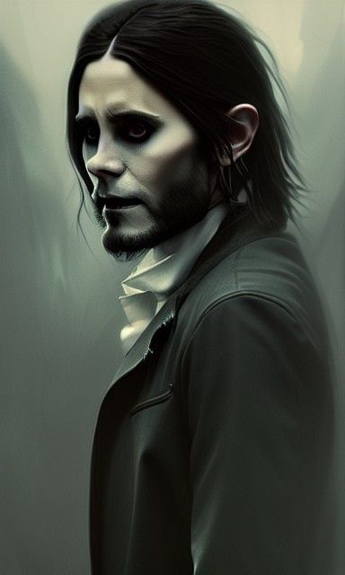 Sinister Vampire Portrait in Hyperreal Comic Art Style
