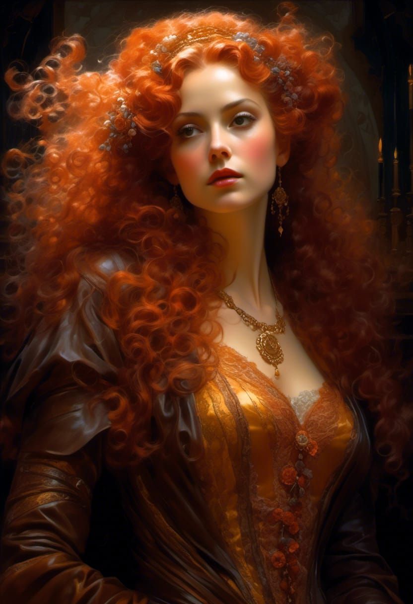 Rococo Lady in Leather and Lace Portrait