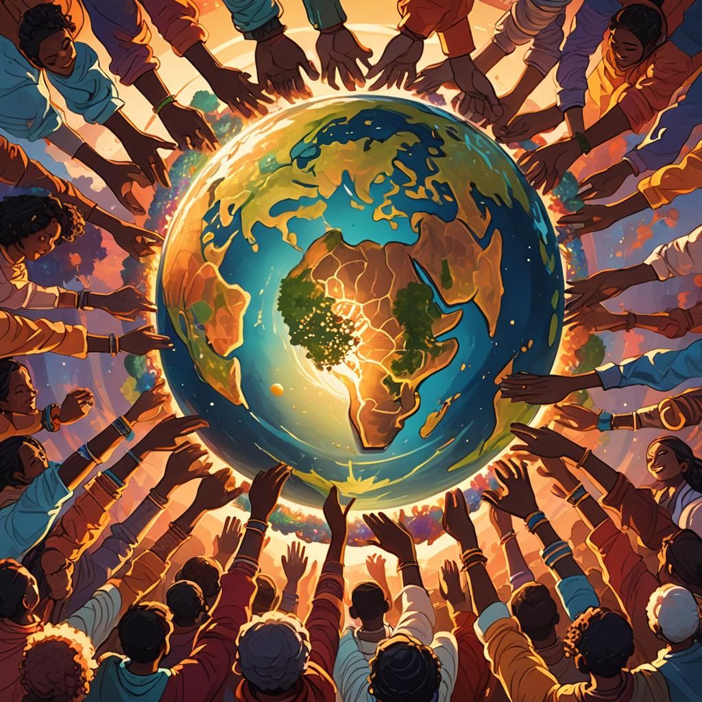 Global Unity: People Forming Human Chain