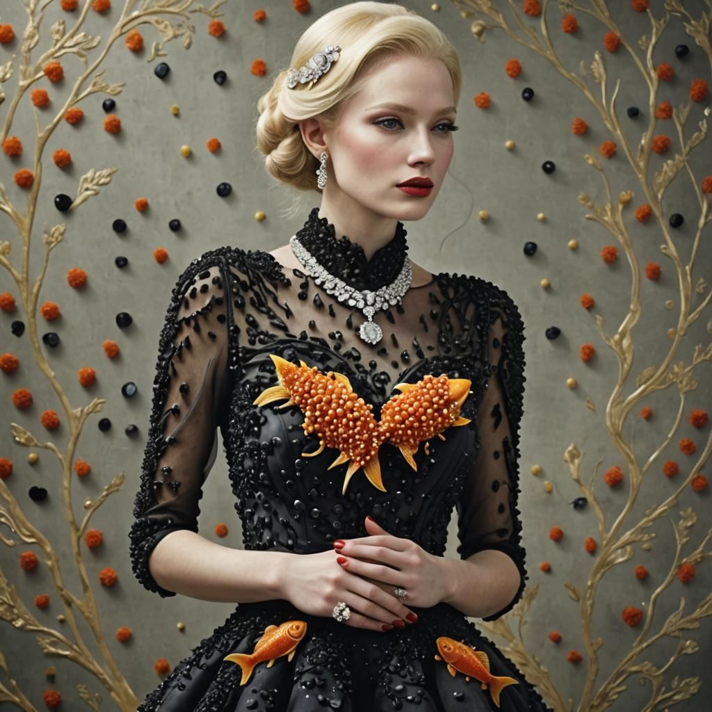 Blonde in Caviar Gown: Graffiti Art Portrait