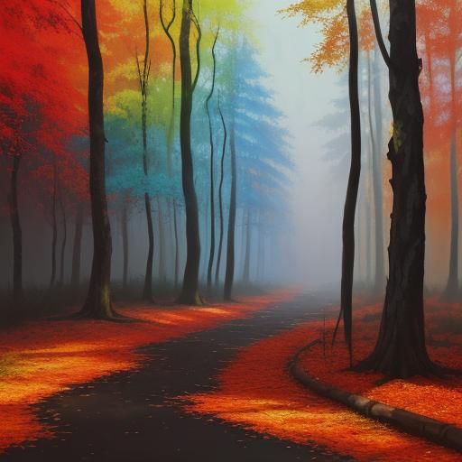 Autumn Forest in Graffiti Splash Art Style