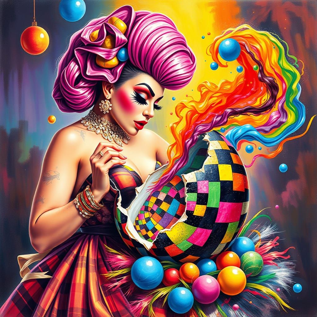 Surreal Drag Queen Unfolds Vibrant Easter Egg Wonderland in ...