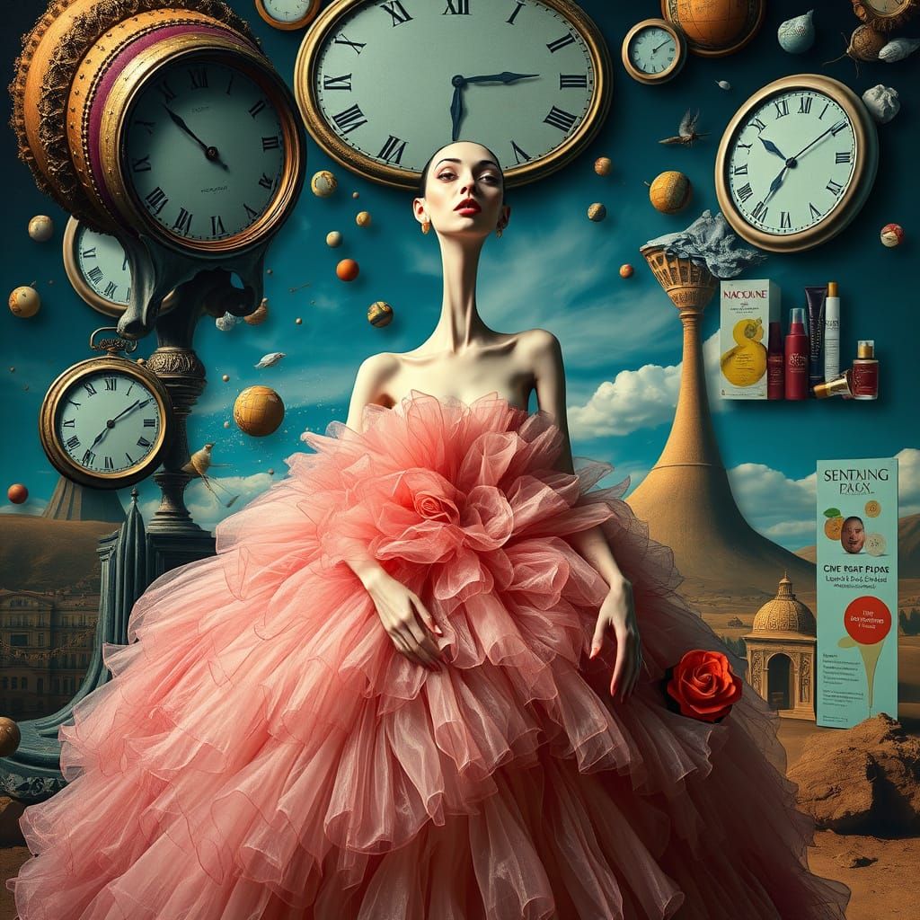 Surreal Goddess in Futuristic Landscape