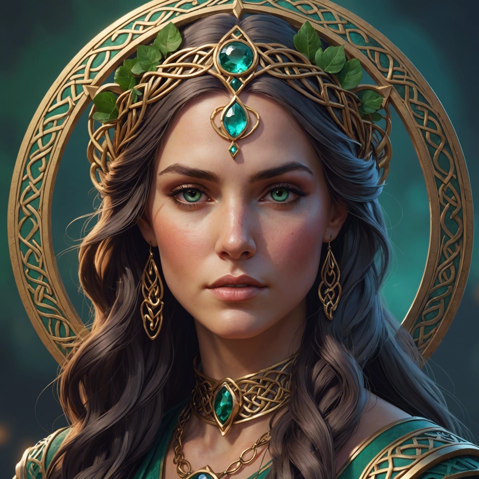 Celtic Goddess Portrait in Art Nouveau Style