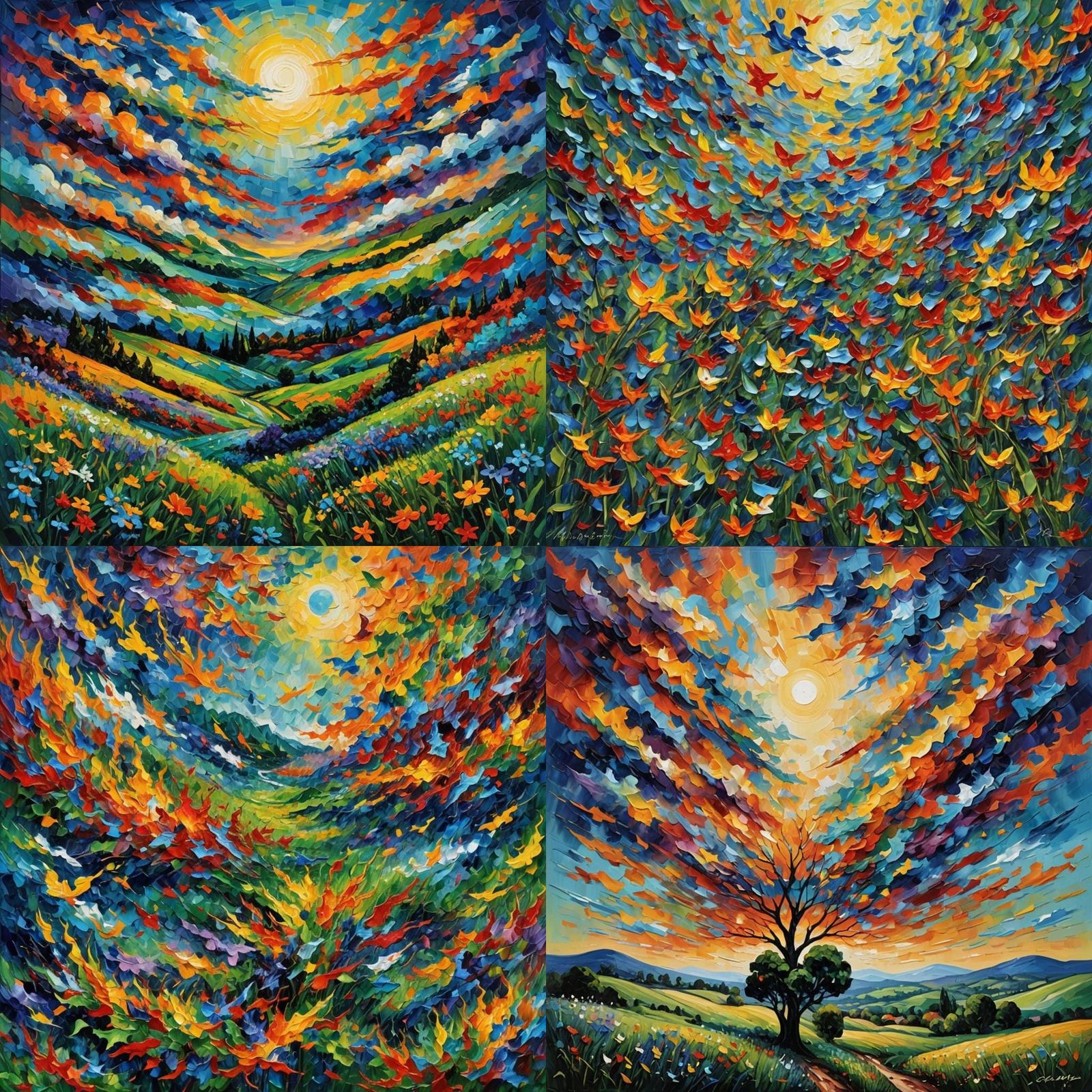 Expressionist Oil Painting with Impasto Acrylic Textures