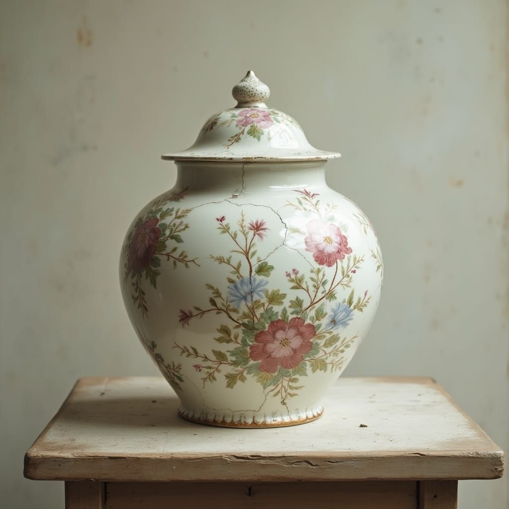 Ethereal Antique Jar in Soft, Dreamy Light