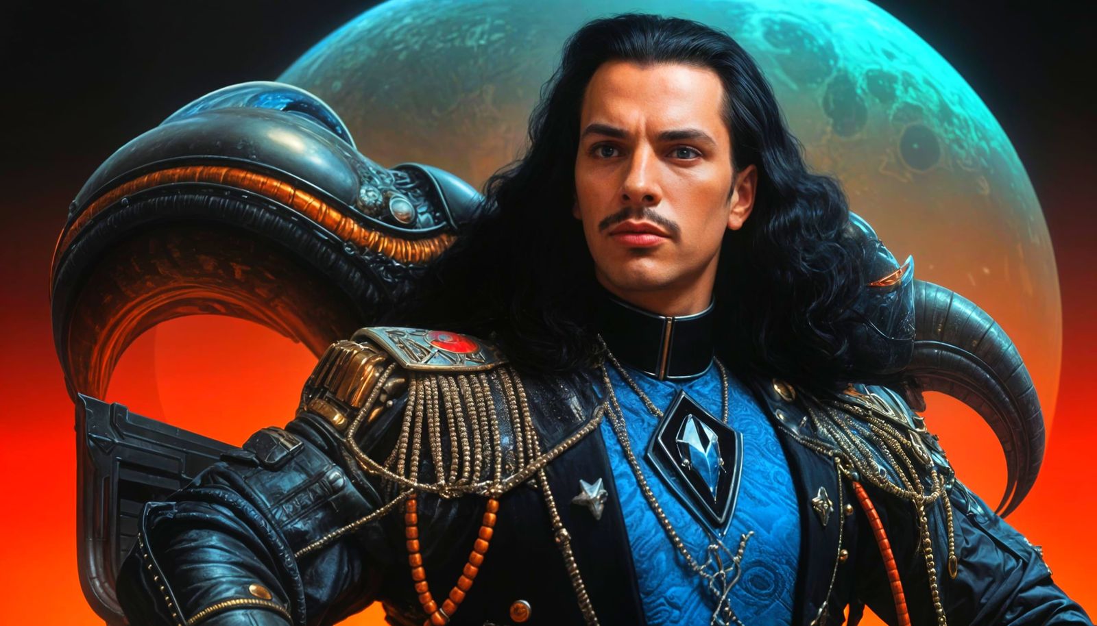 Glamorous Retrofuturistic Hero in Bold Colors