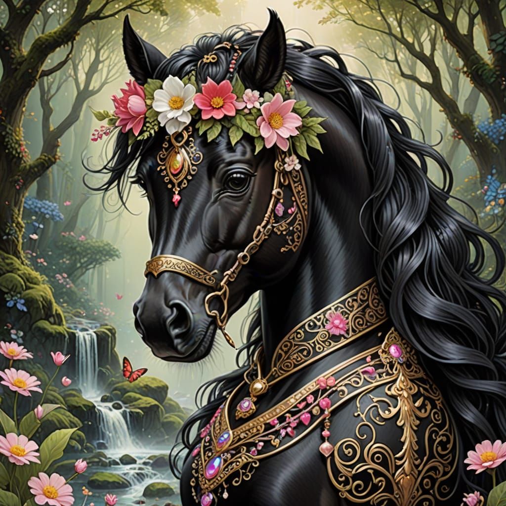 Enchanted Unicorn with Clydesdale Horsesque Features