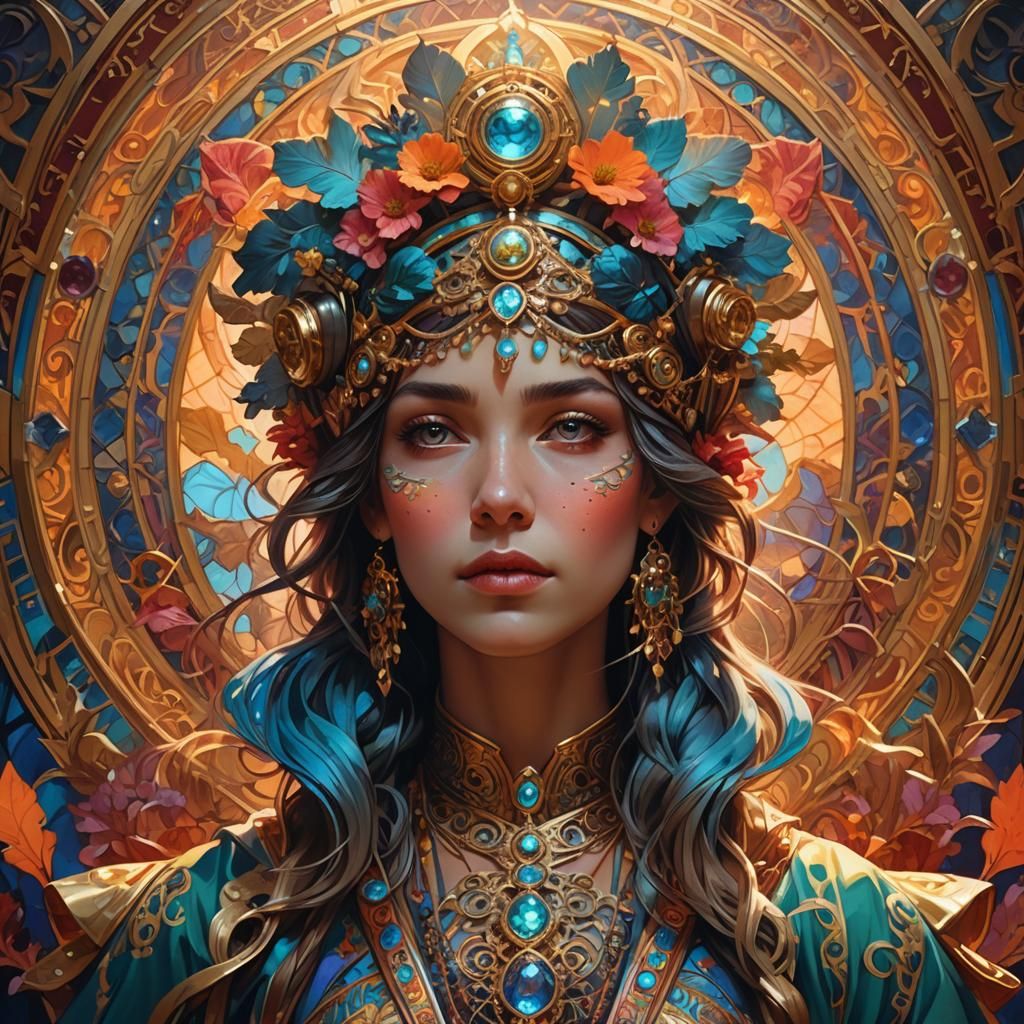 Ornate Portrait of Anthropos with Divine Glow