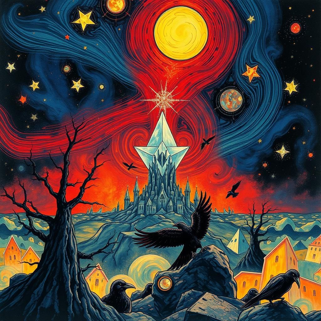 Surreal Male Figure in Dreamlike Landscape