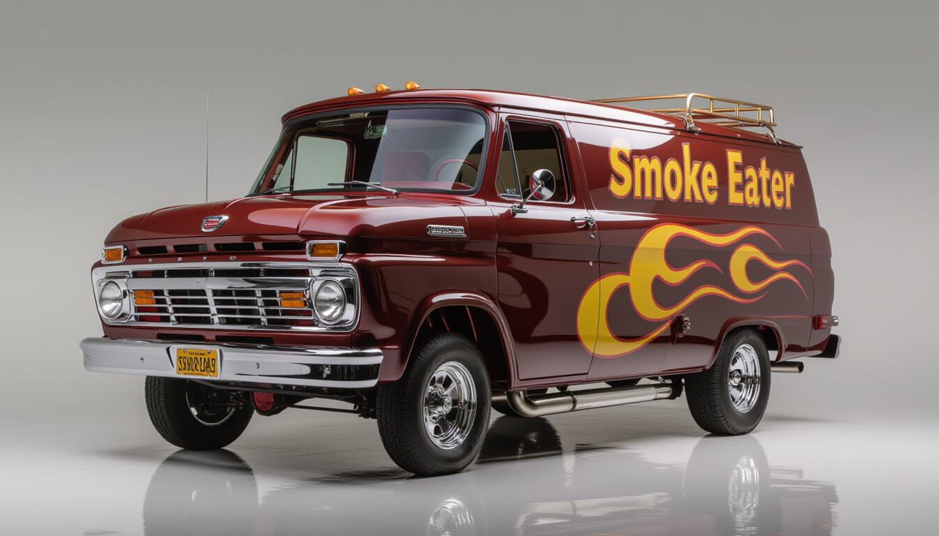 1965 Ford Econoline "SMOKE EATER" Drag Van Portrait