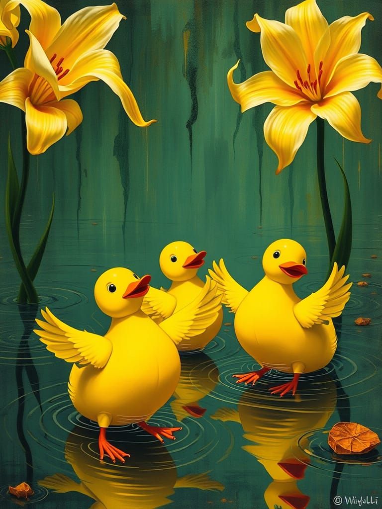 Yellow Rubber Ducks Dancing