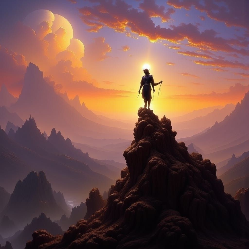 Majestic Messenger Announces Dawn from Mountain Peak