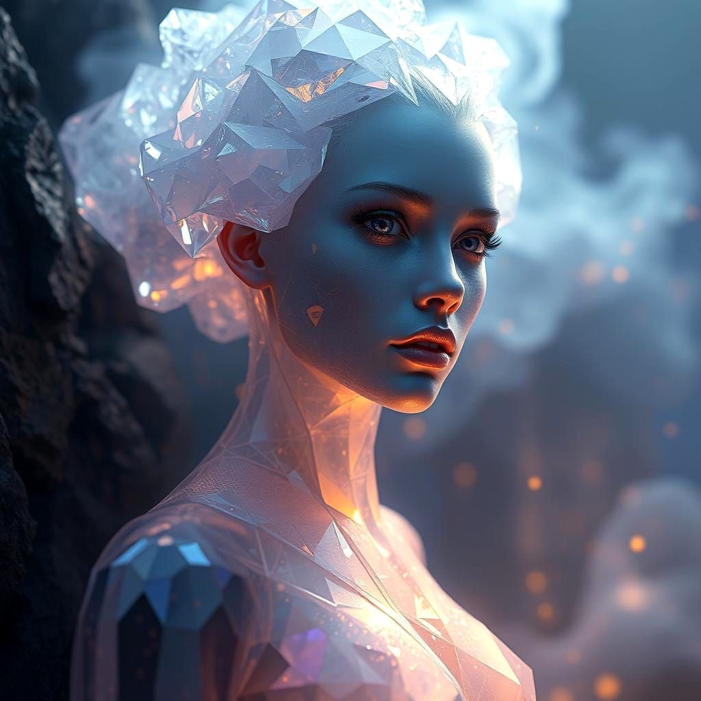 Crystalline Female Silhouette in Detailed Matte Painting