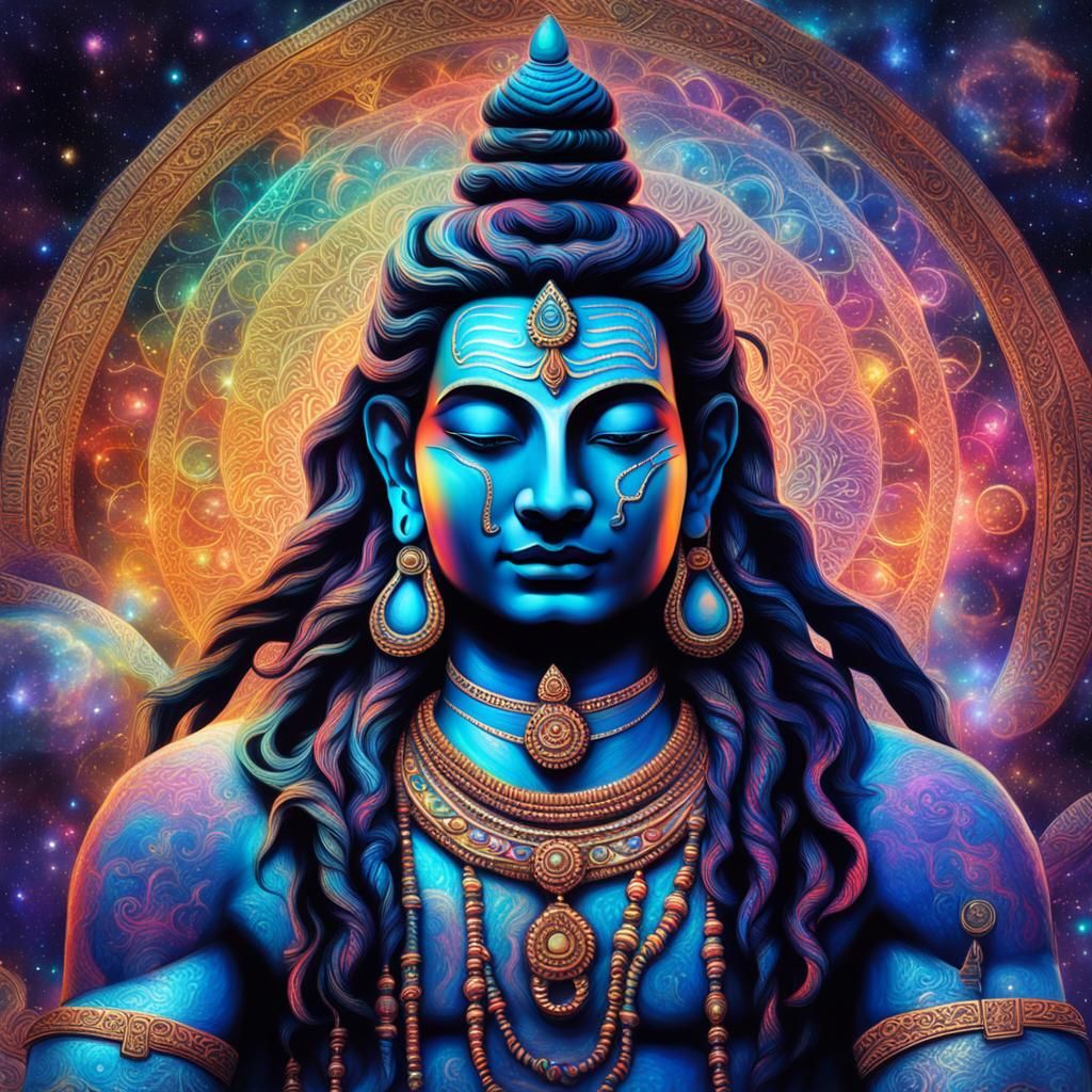 Holographic Shiva in Cosmic Astral Illustration