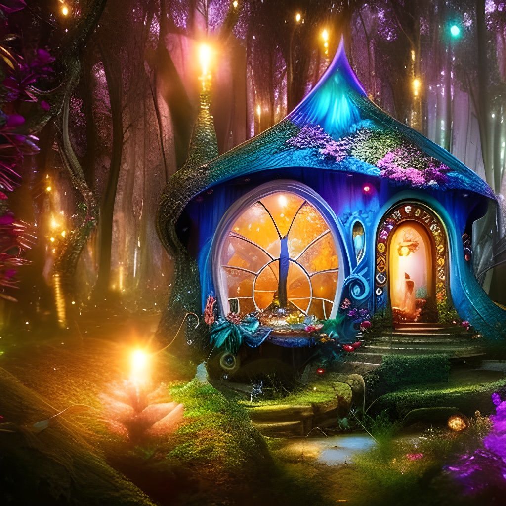 Enchanted Fairy Mushroom House in Detailed Matte Painting