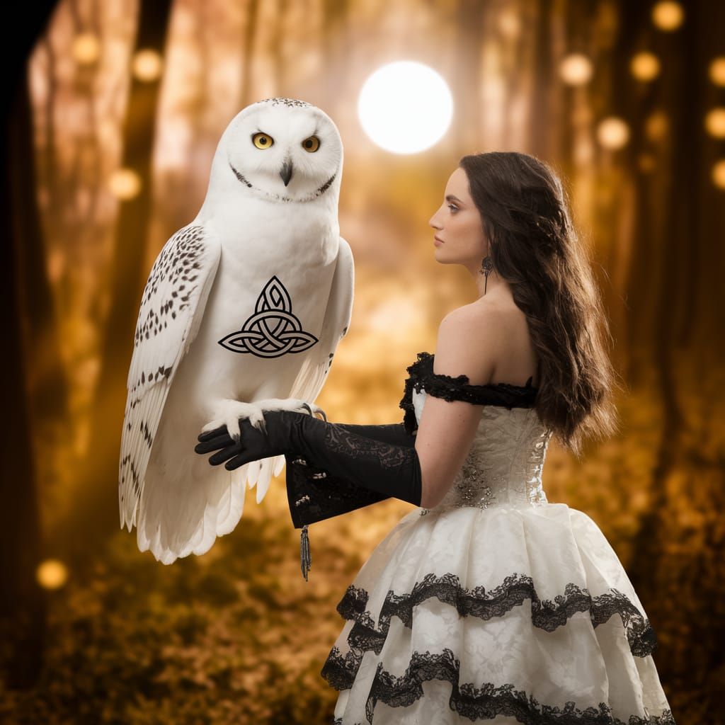 Ethereal Fantasy Portrait of a Woman with a Mystical Owl