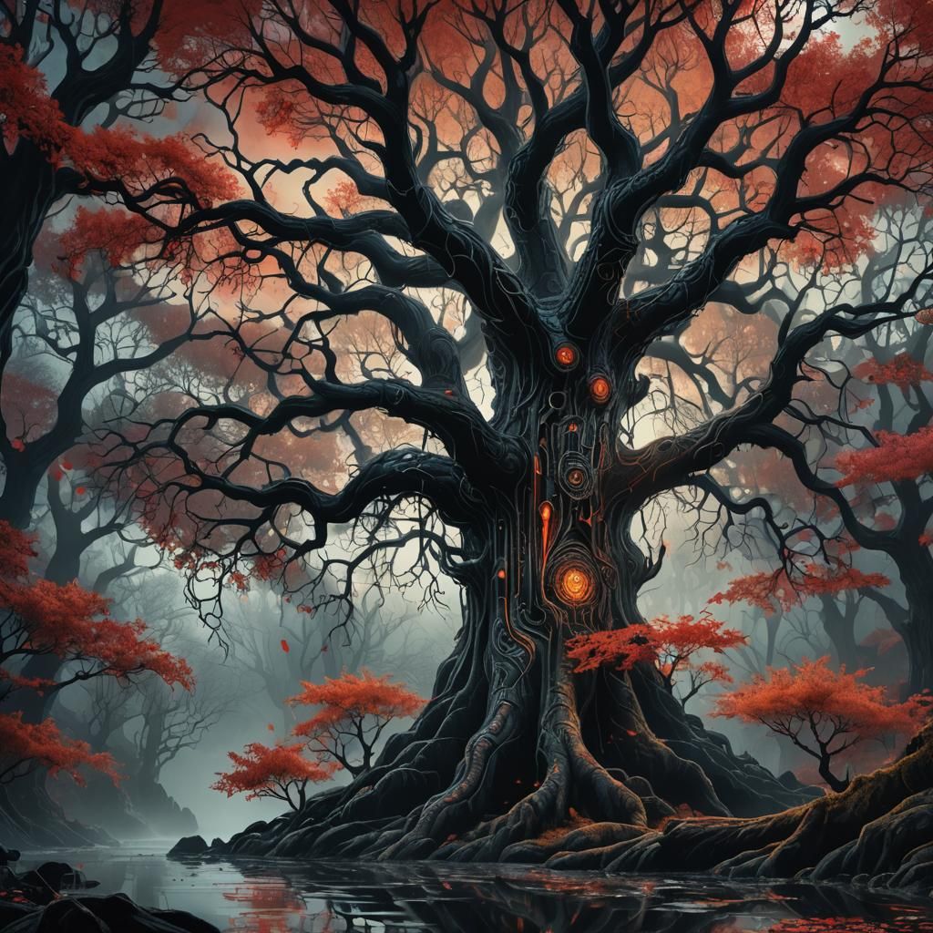 Eldritch Autumn Forest in Anime Style