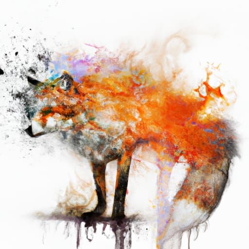 Colorful Watercolor Fox with Colorsplash Effect