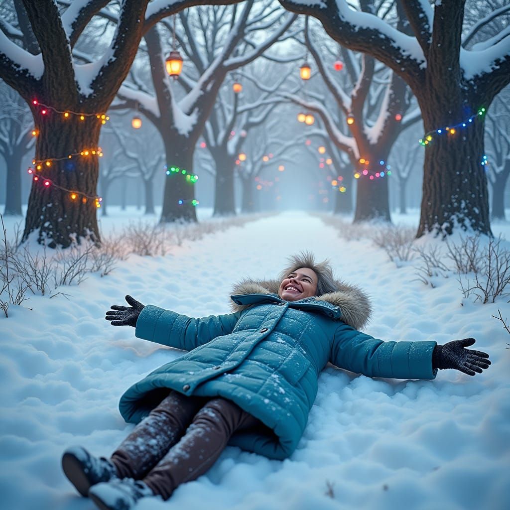 Winter Wonderland Snow Angel in Vibrant Icy Blue
