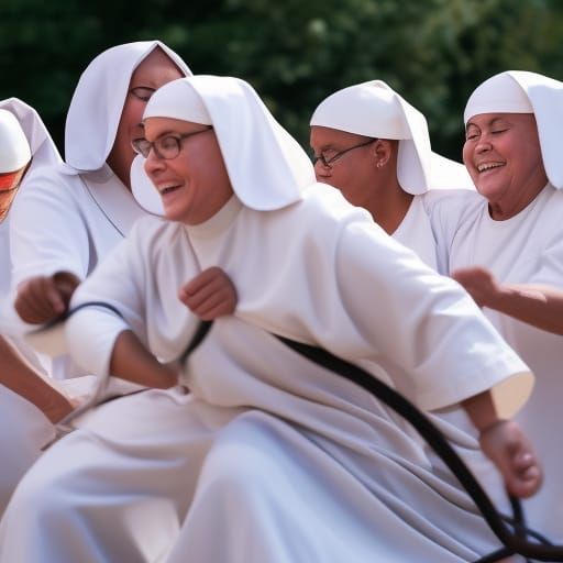 Nuns in a tug of war