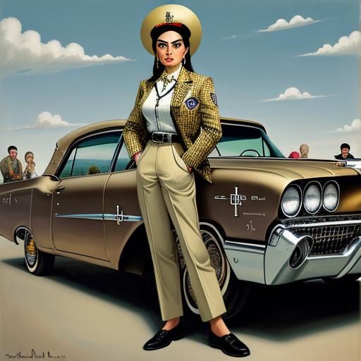 Lowrider Saint in Surrealist Melting Oil Painting