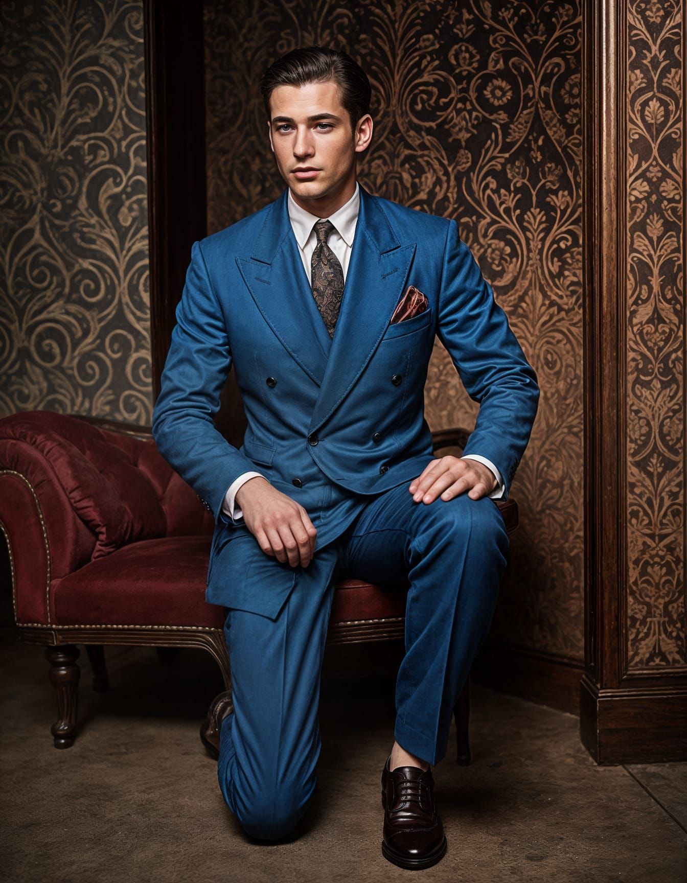 Polished Blue Suede Shoes with Subtle Rose Hue