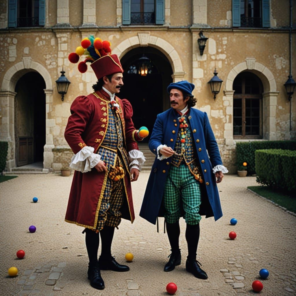 Baroque Royal Court Jester in Checkered Costume
