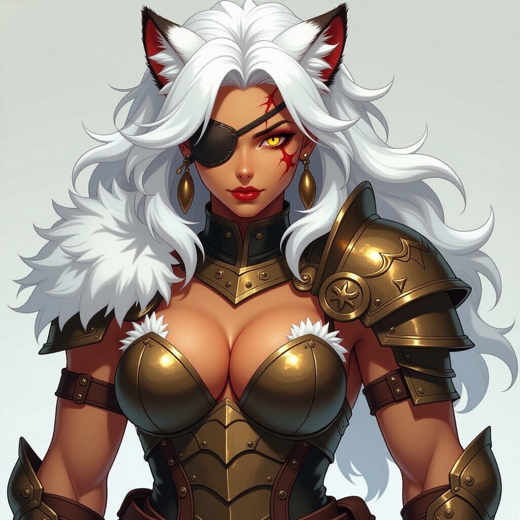 Lioness Warrior in Dynamic Anime Style