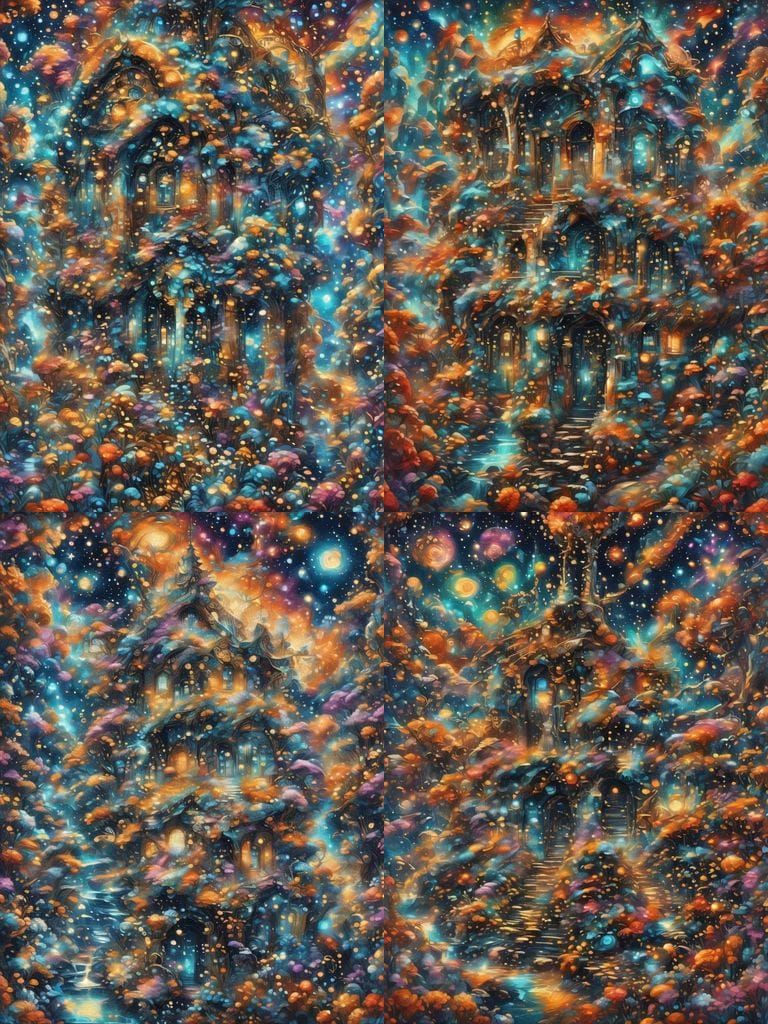 Fantasy Figure Dominates Miniature Cityscape in Elegant Fash...