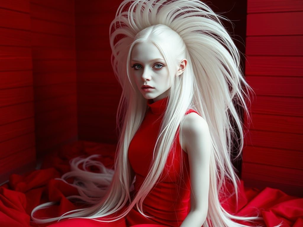 Enigmatic Beauty in Crimson Halo