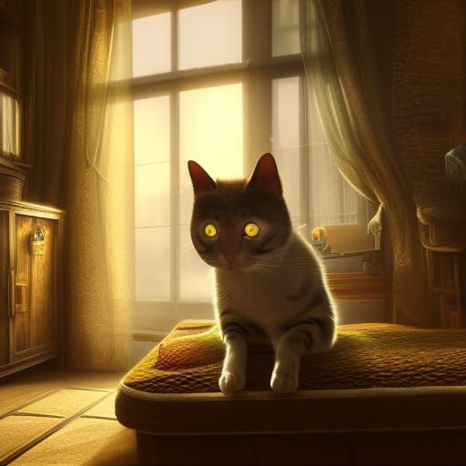 Hyperdetailed Cat Portrait in Cathouse, 8K