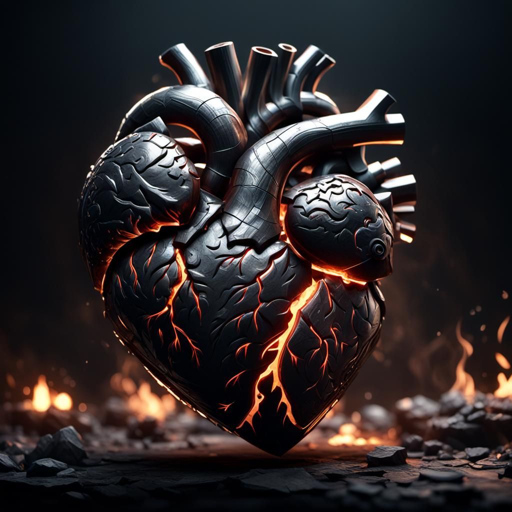 Smoked Heart in Detailed 3D Rendering
