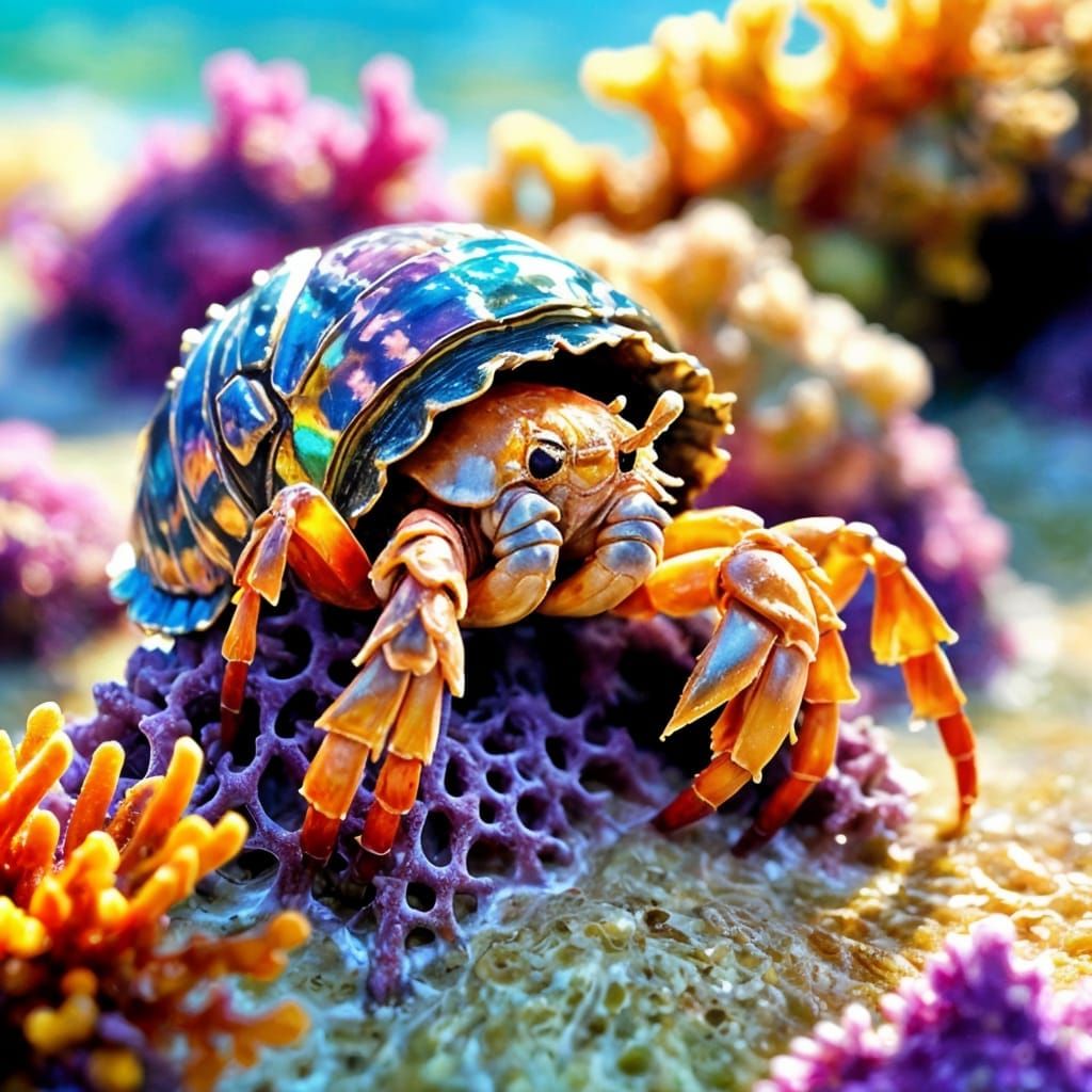Hermit Crab in Sunlit Ocean Waters