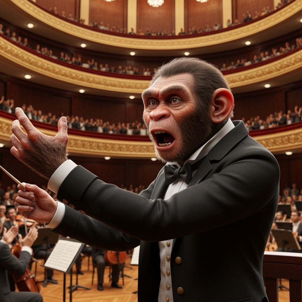 Chimp Composer Conducts Orchestra in Grand Concert Hall