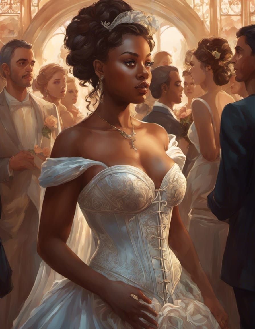 Caribbean Bride in Ornate Wedding Dress