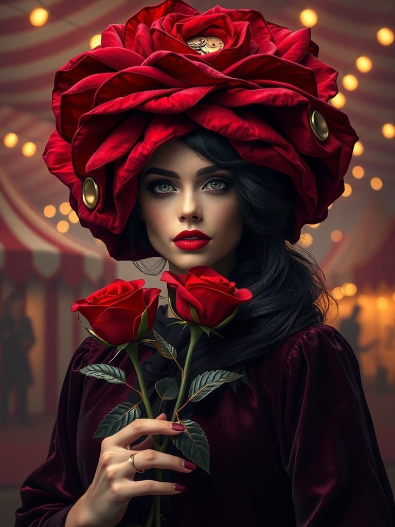 Surreal Black Rose in Industrial Bloom