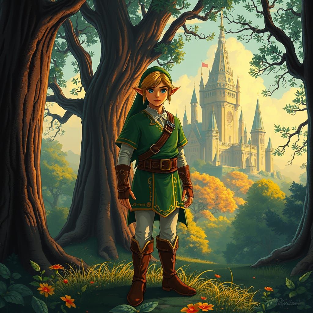 Link Stands Proud in Enchanted Hyrule Forest