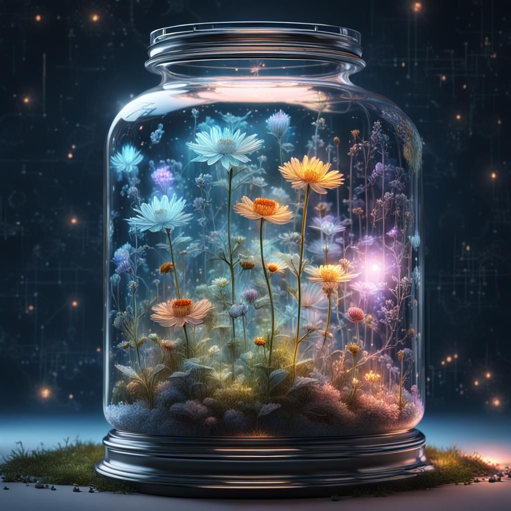 Magical Flowers in Glass Jar Concept Art