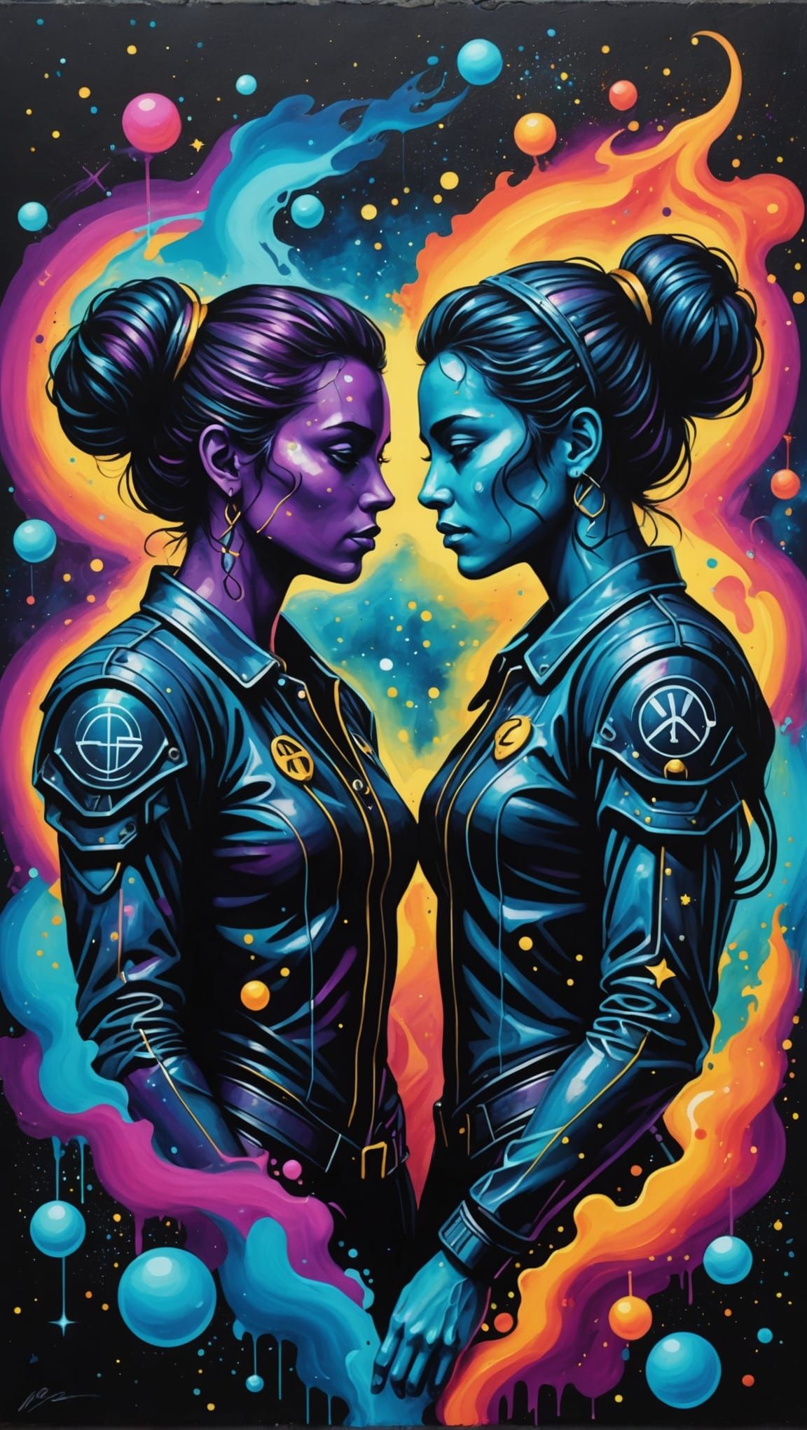 Gemini Zodiac Sign in Galaxy Graffiti Art