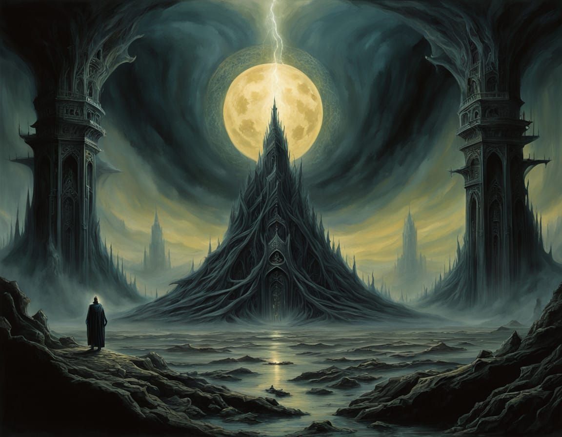 Mystical Sorcerer in Dark, Eerie Aura of Intensity, Inspired...